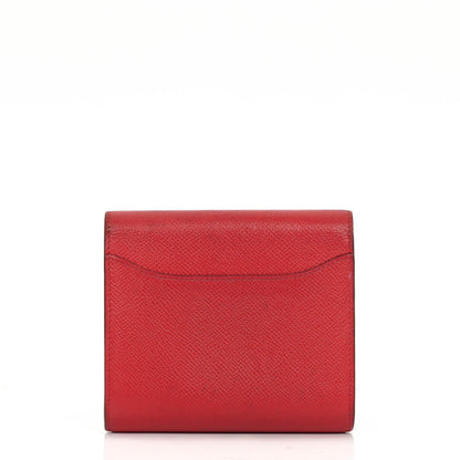 Hermès Constance Kompakt Geldbörse aus Rouge Casaque Epsom mit Palladium Hardware