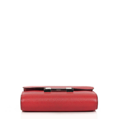 Hermès Constance Kompakt Geldbörse aus Rouge Casaque Epsom mit Palladium Hardware