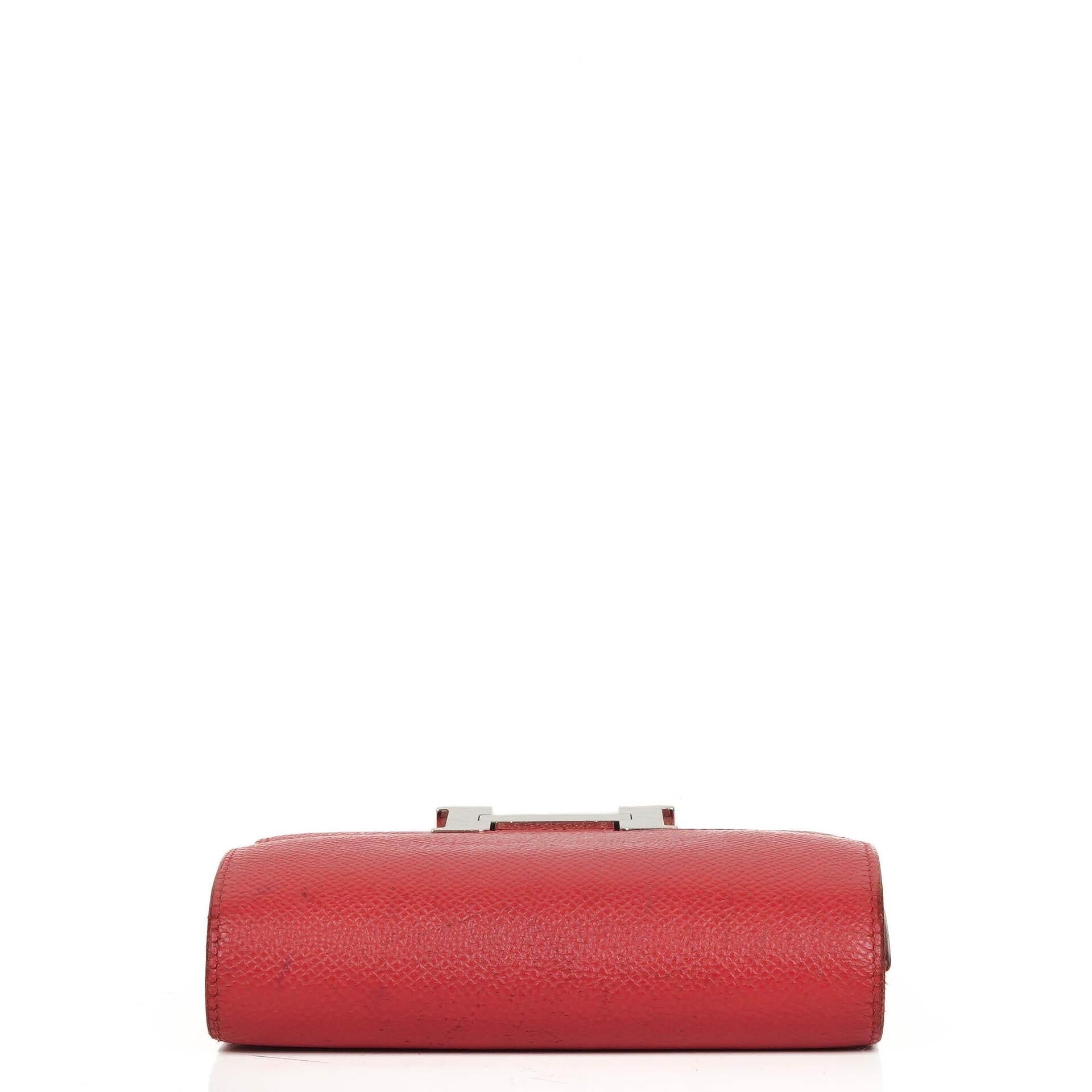 Hermès Constance Kompakt Geldbörse aus Rouge Casaque Epsom mit Palladium Hardware