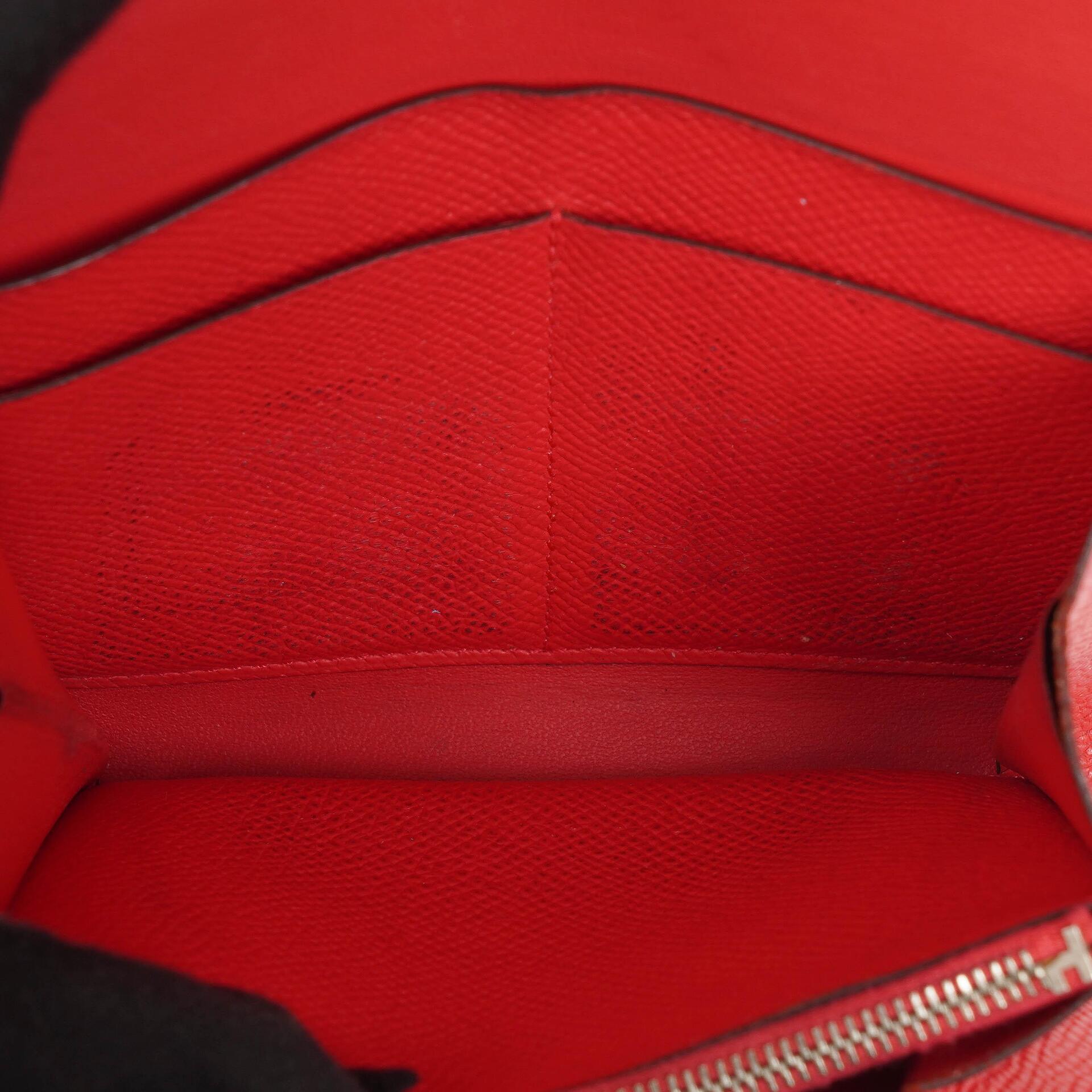 Hermès Constance Kompakt Geldbörse aus Rouge Casaque Epsom mit Palladium Hardware