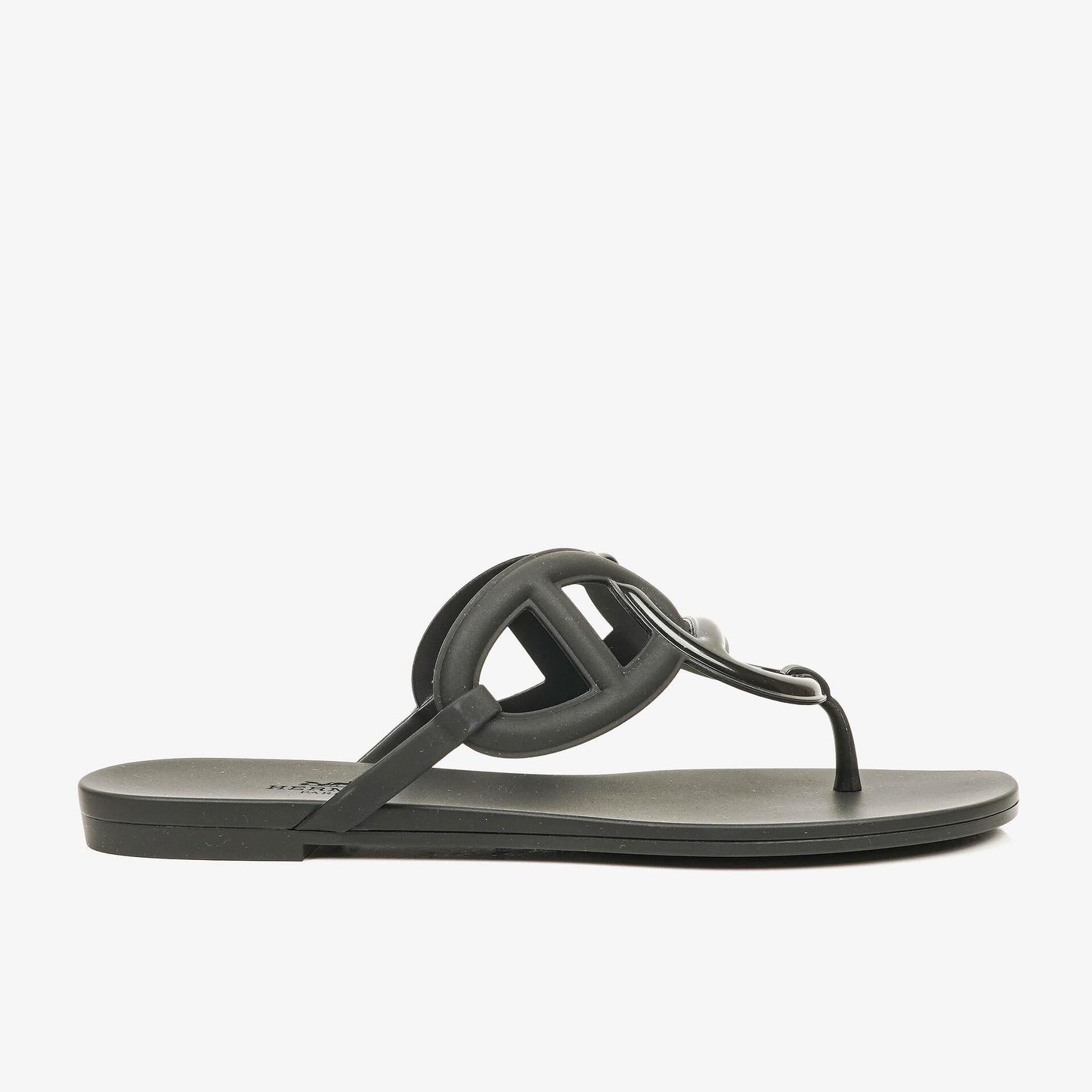 Hermès Egerie Damen-Sandalen aus schwarzem Gummi Größe 37
