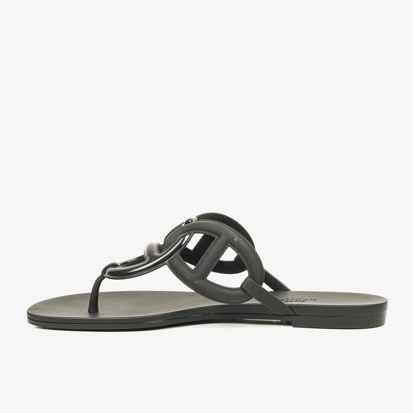 Hermès Egerie Damen-Sandalen aus schwarzem Gummi Größe 37