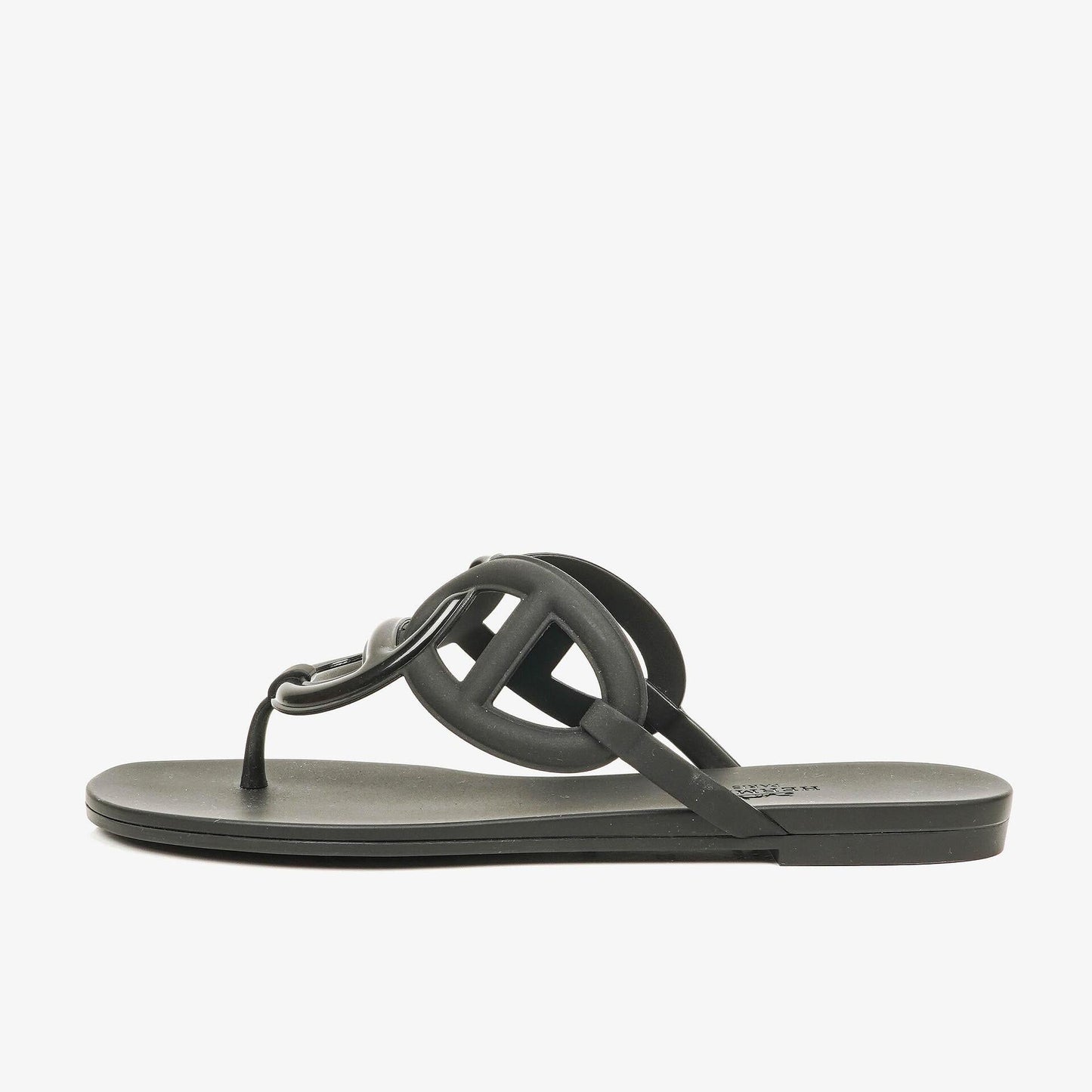 Hermès Egerie Damen-Sandalen aus schwarzem Gummi Größe 37