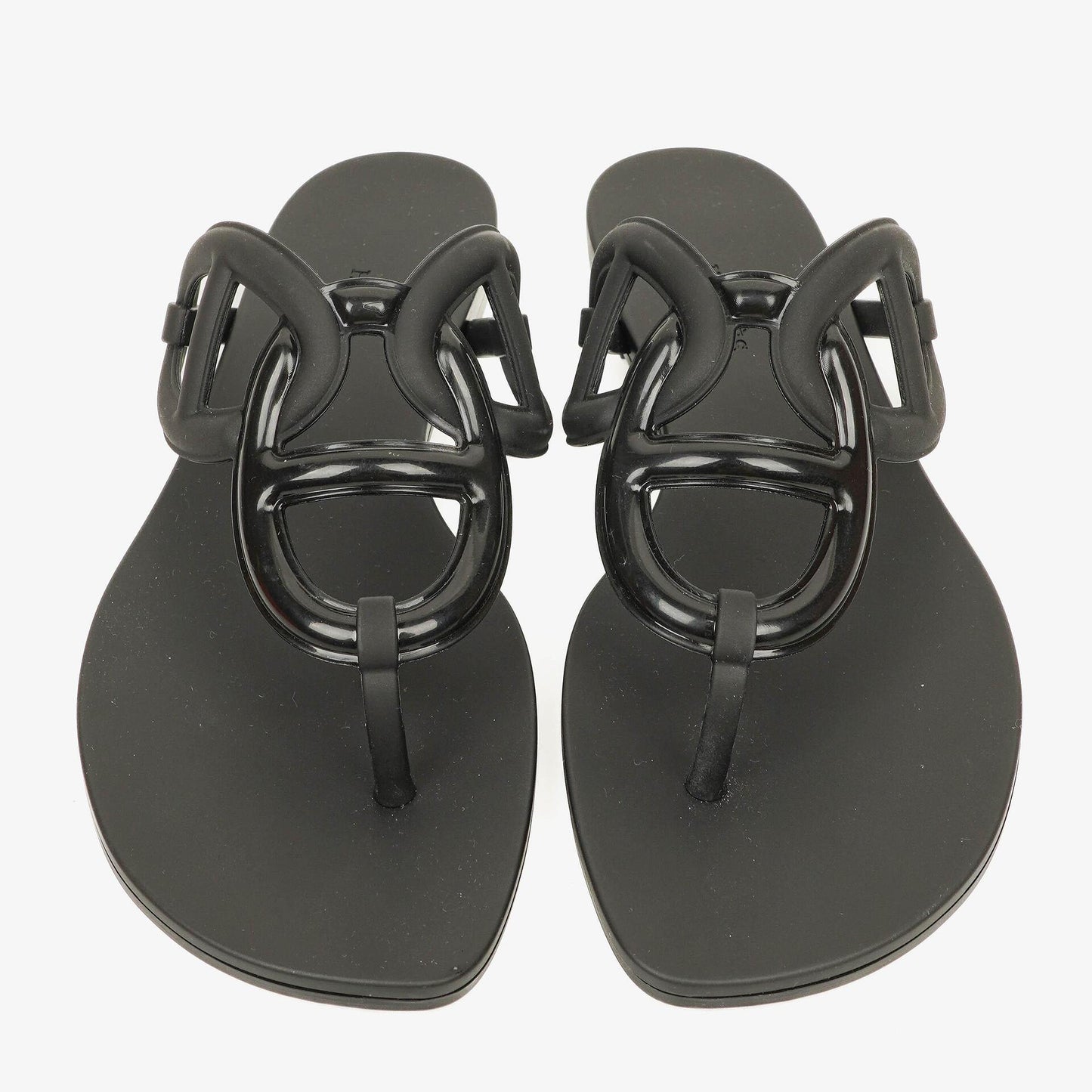 Hermès Egerie Damen-Sandalen aus schwarzem Gummi Größe 37
