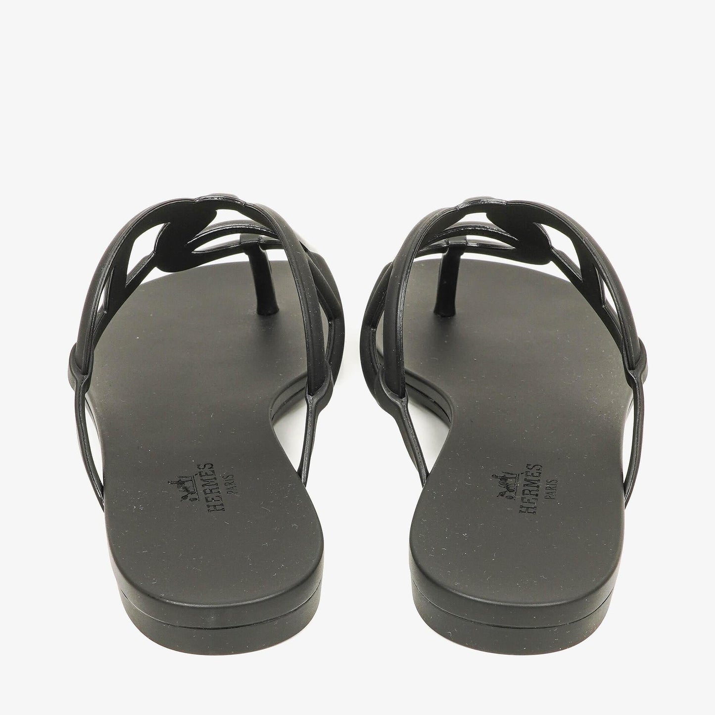 Hermès Egerie Damen-Sandalen aus schwarzem Gummi Größe 37