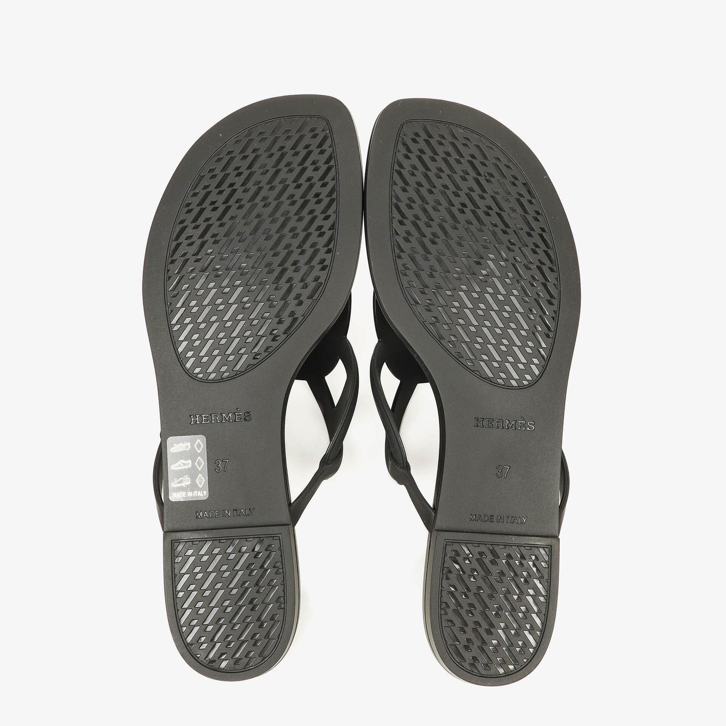 Hermès Egerie Damen-Sandalen aus schwarzem Gummi Größe 37