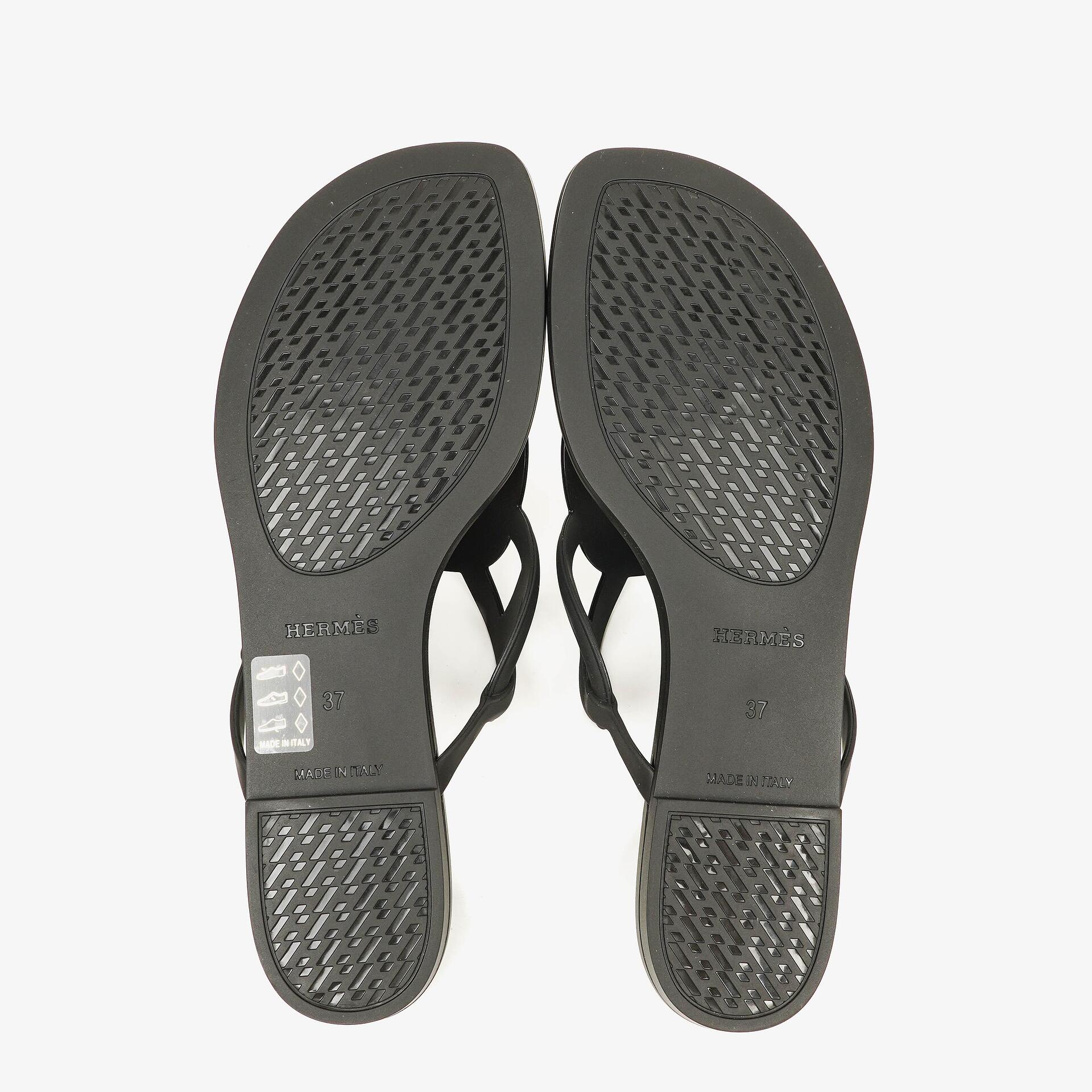 Hermès Egerie Damen-Sandalen aus schwarzem Gummi Größe 37
