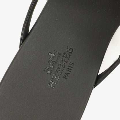 Hermès Egerie Damen-Sandalen aus schwarzem Gummi Größe 37