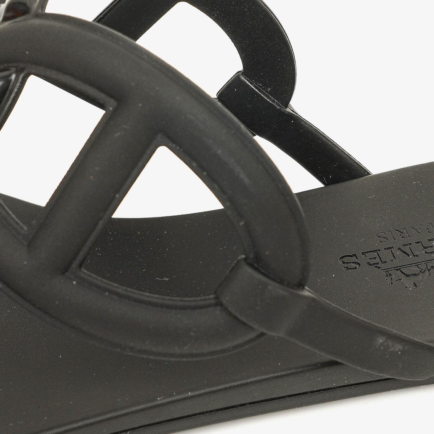 Hermès Egerie Damen-Sandalen aus schwarzem Gummi Größe 37