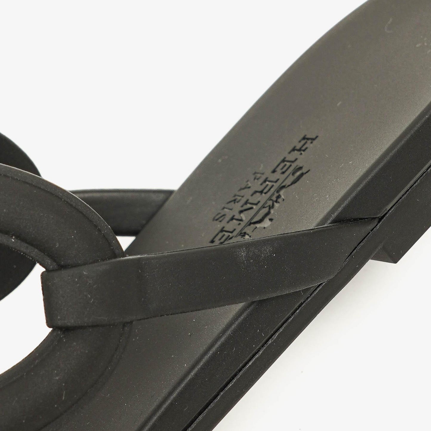 Hermès Egerie Damen-Sandalen aus schwarzem Gummi Größe 37