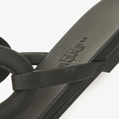 Hermès Egerie Damen-Sandalen aus schwarzem Gummi Größe 37