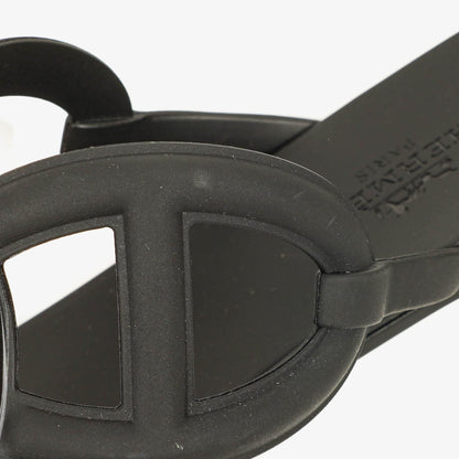 Hermès Egerie Damen-Sandalen aus schwarzem Gummi Größe 37