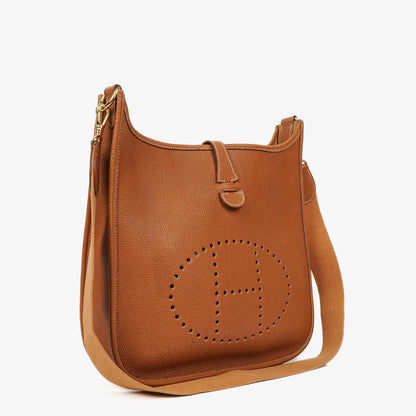 Hermes Evelyne I 29 Gold Taurillon Clemence Leder Schultertasche