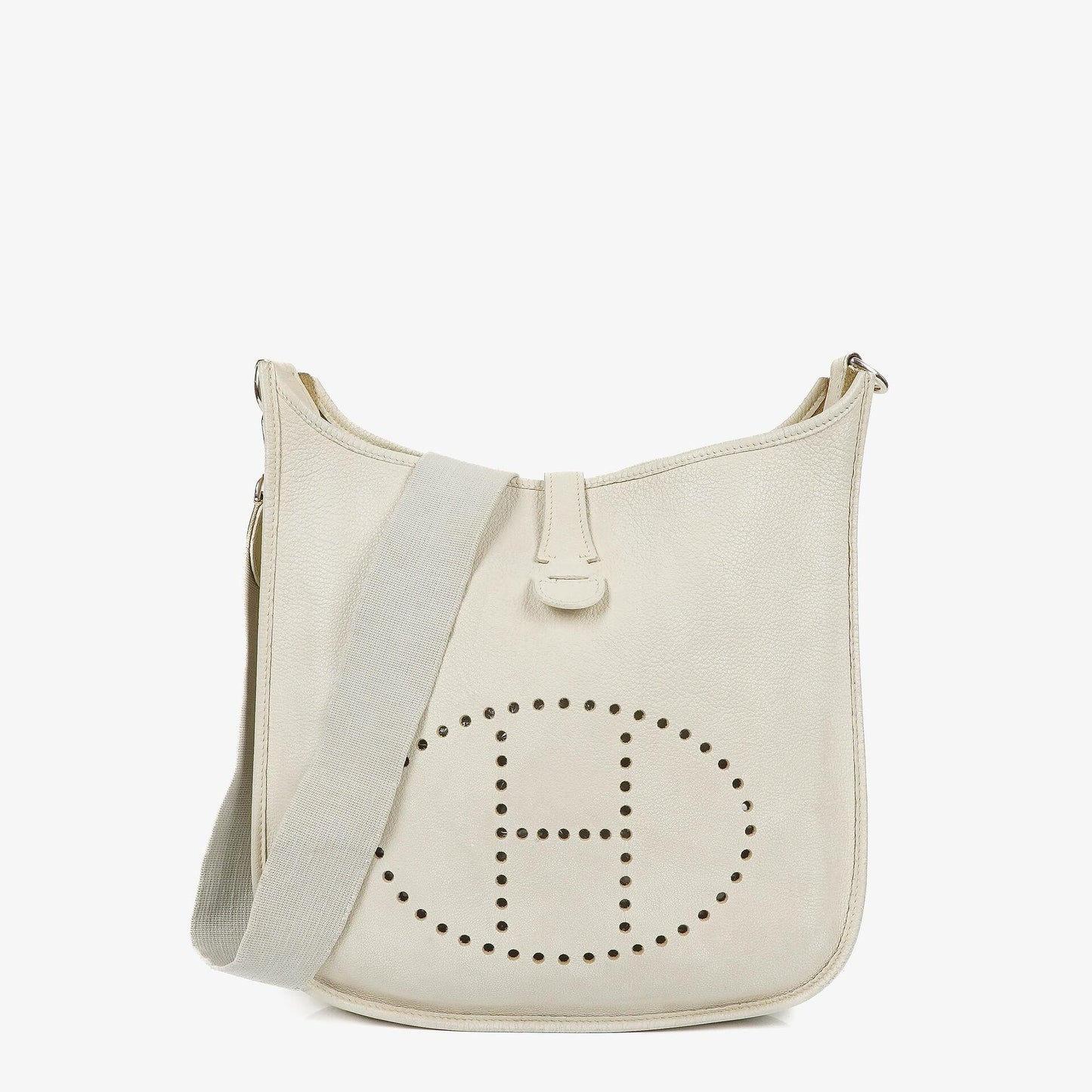 Hermès Evelyne I 30 Schultertasche aus weißem Clemence-Leder