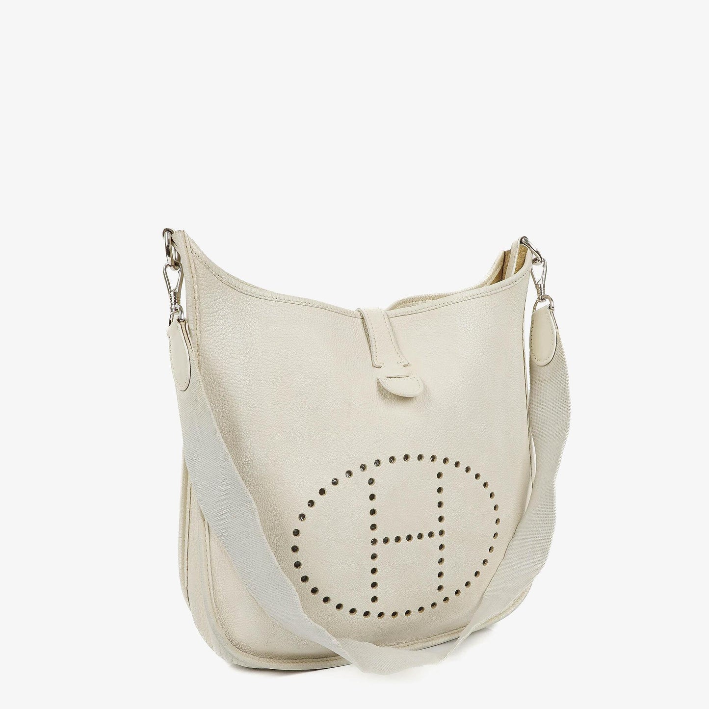 Hermès Evelyne I 30 Schultertasche aus weißem Clemence-Leder