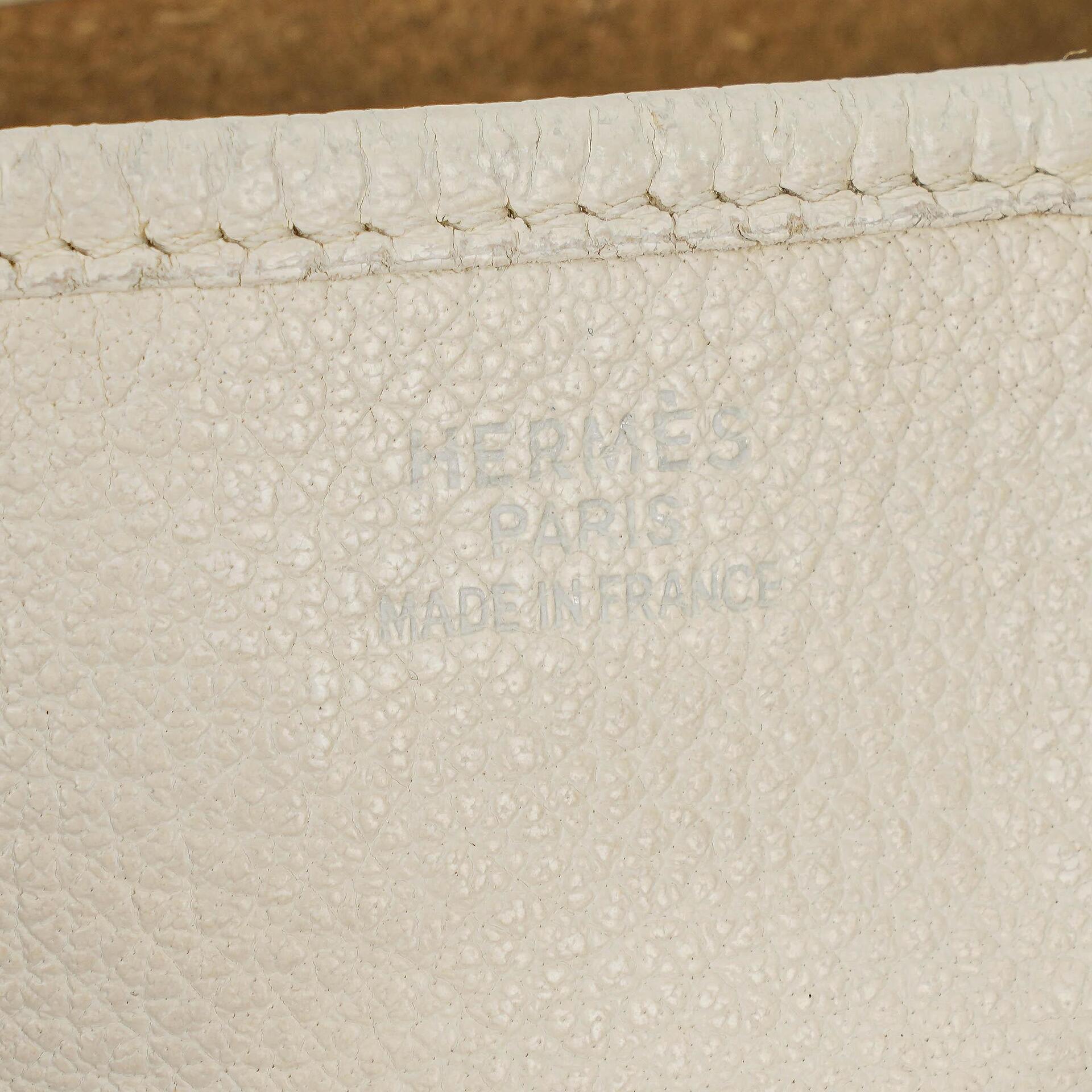 Hermès Evelyne I 30 Schultertasche aus weißem Clemence-Leder