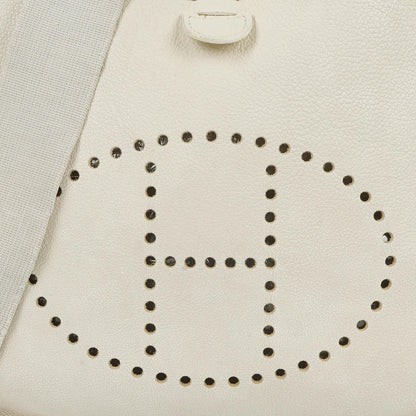 Hermès Evelyne I 30 Schultertasche aus weißem Clemence-Leder