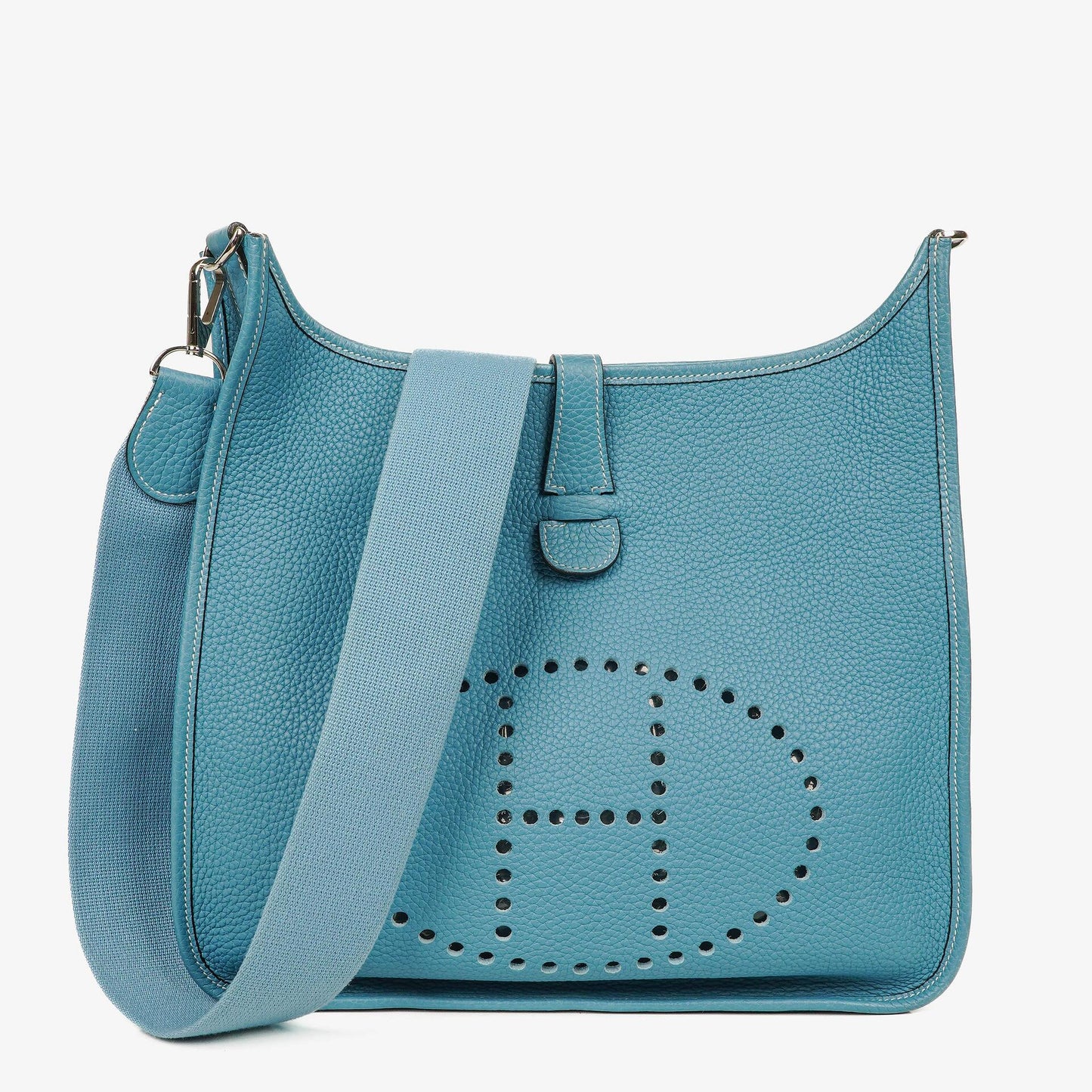 Hermès Evelyne I 32 Schultertasche aus Taurillon Clemence in Neu Bleu Jean