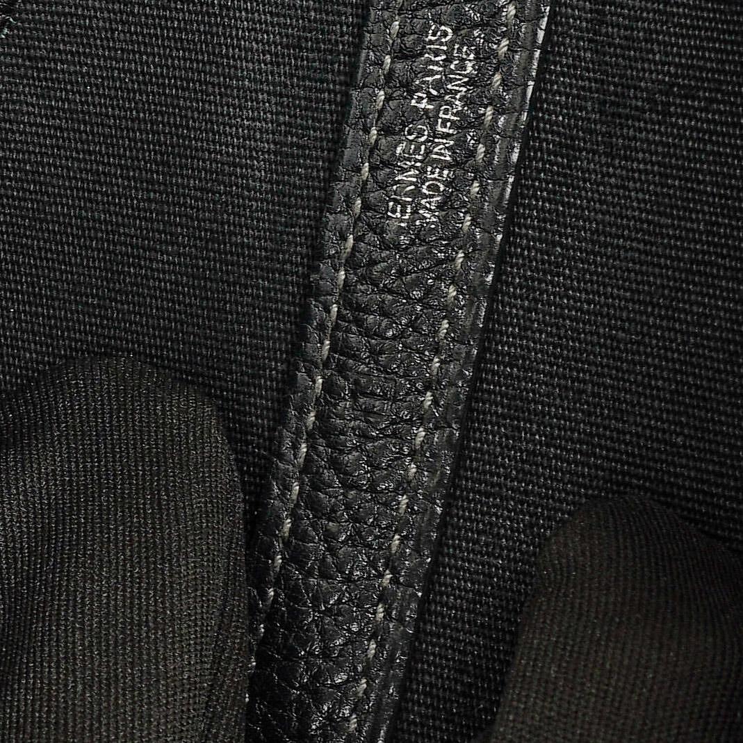 Hermès Garden Party 36 MM aus schwarzem Negonda und Toile mit Palladium-Beschlägen
