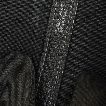 Hermès Garden Party 36 MM aus schwarzem Negonda und Toile mit Palladium-Beschlägen