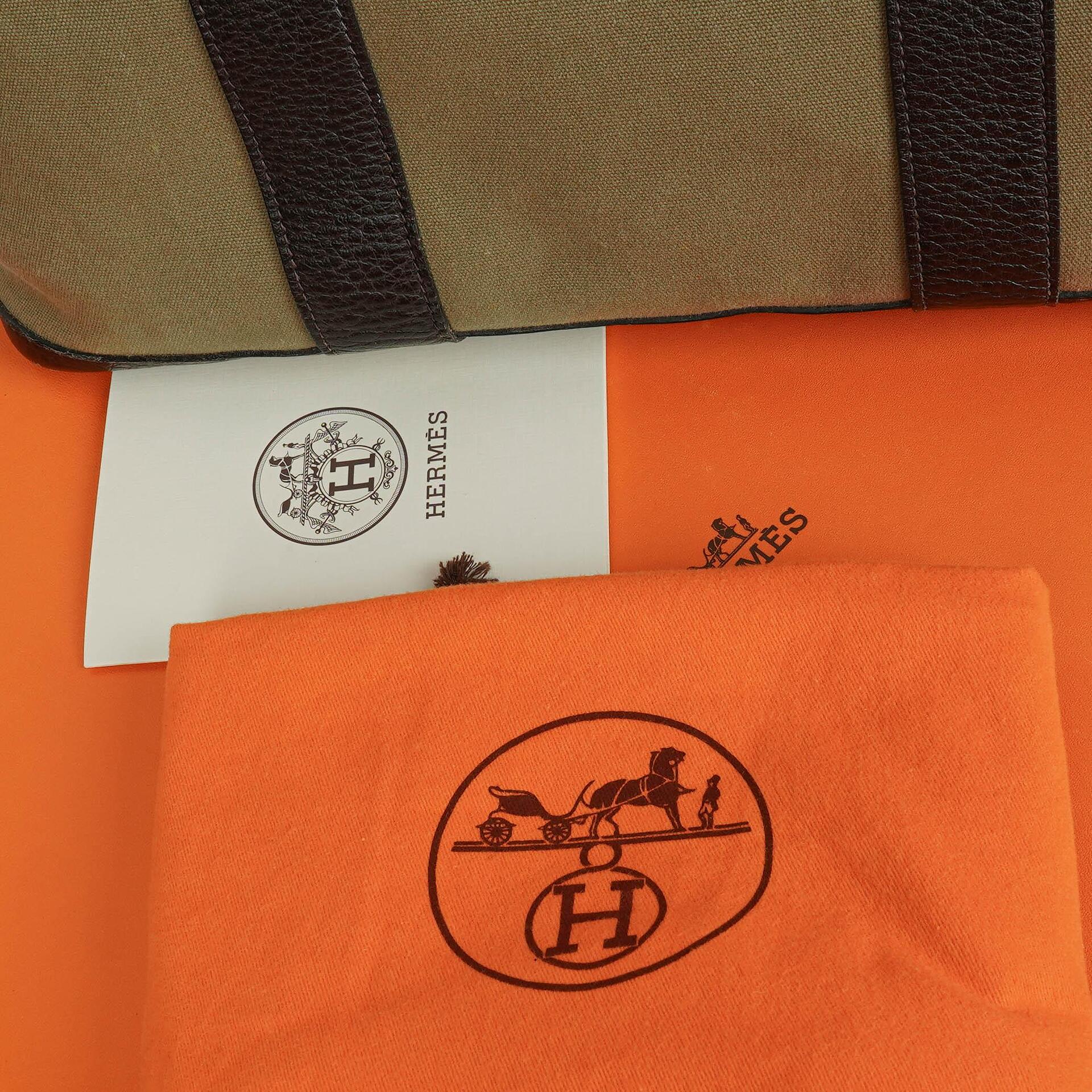 Hermès Garden Party 36 PM Handtasche aus schwarzem Büffelleder und Canvas