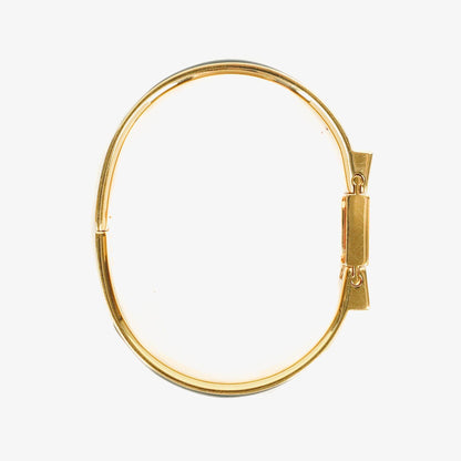 Hermès Loquet Armreif-Quarzuhr L01.100 mit grünem Equestrian Emaille und vergoldetem Finish