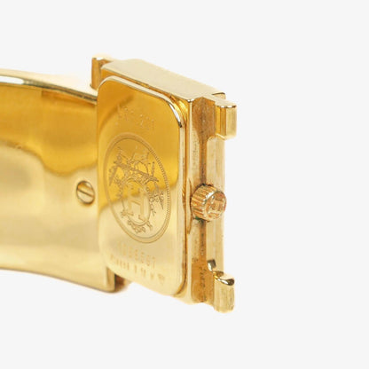 Hermès Loquet L01.100 Armreif-Quarzuhr mit grünem Equestrian-Emaille und Vergoldung