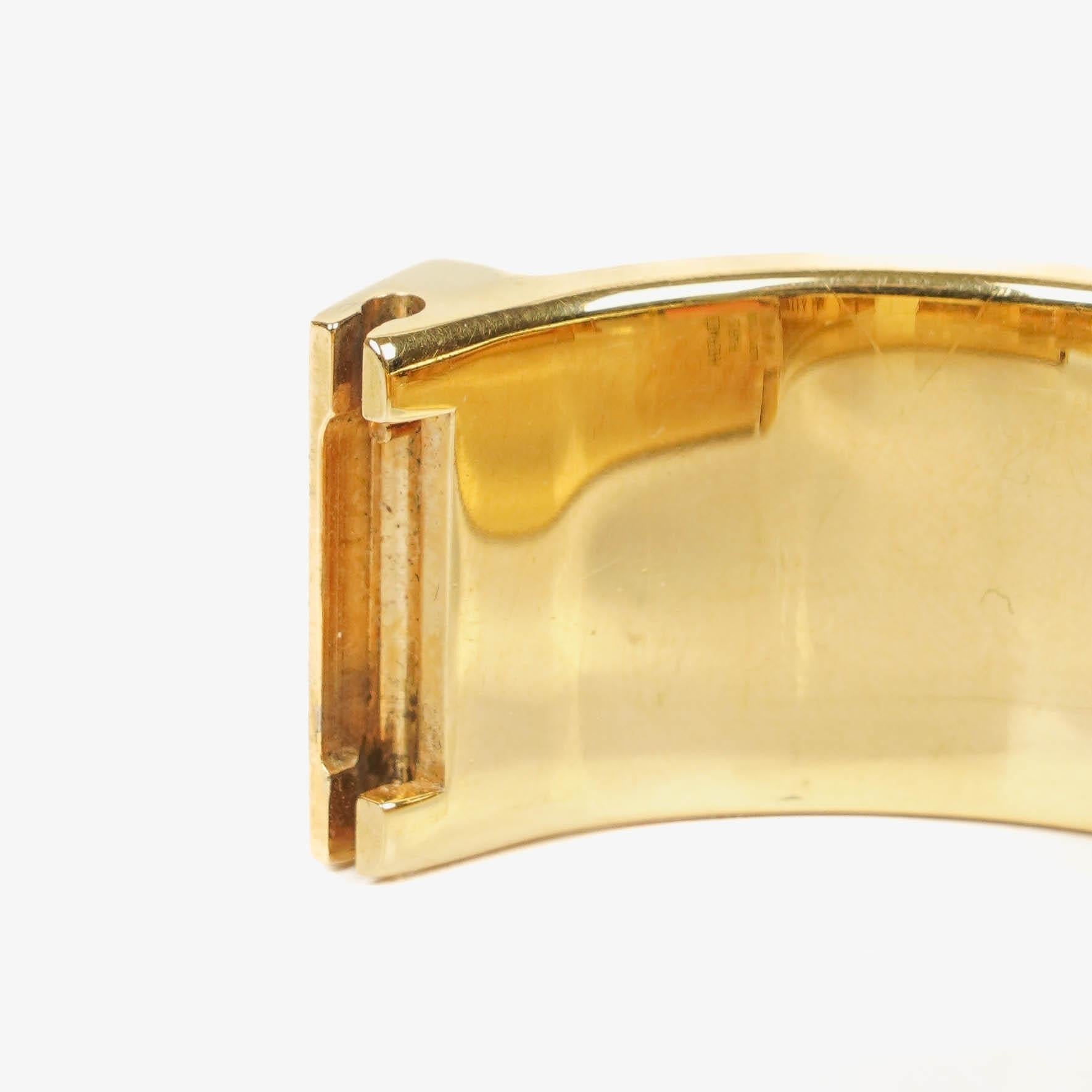 Hermès Loquet L01.100 Armreif-Quarzuhr mit grünem Equestrian-Emaille und Vergoldung