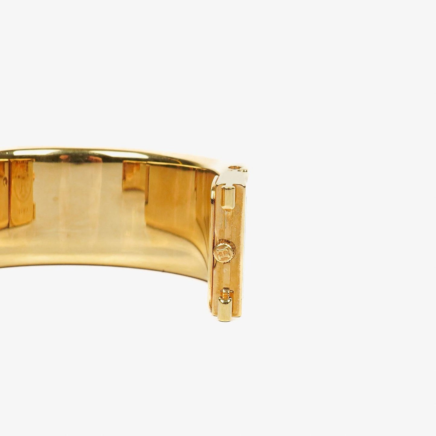 Hermes Grünes Reitsport Emaille und Vergoldetes Loquet Armreif Quarzuhr L01.201