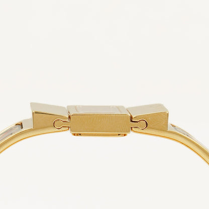 Hermès Loquet L01.201 Armreif-Quarzuhr mit grünem Reitsport-Emaille und Vergoldung