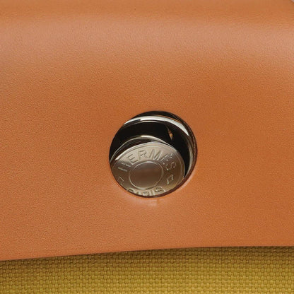 Hermes Herbag 31 Zip Retourne PM Vache Hunter Militär Toile Ginger Naturel
