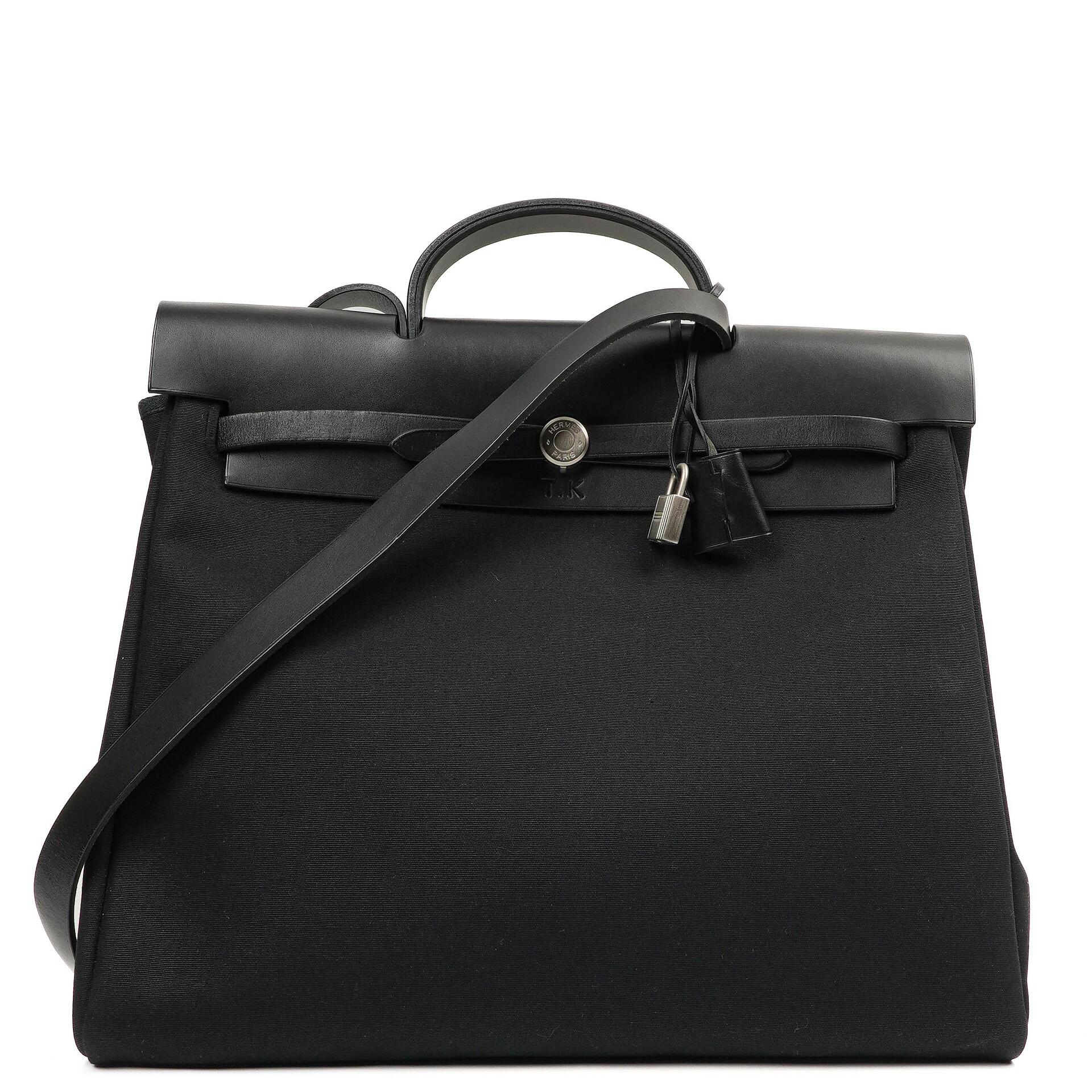 Hermes Herbag Schwarz Toile Vache Hunter MM 2-in-1 Tasche, 2000