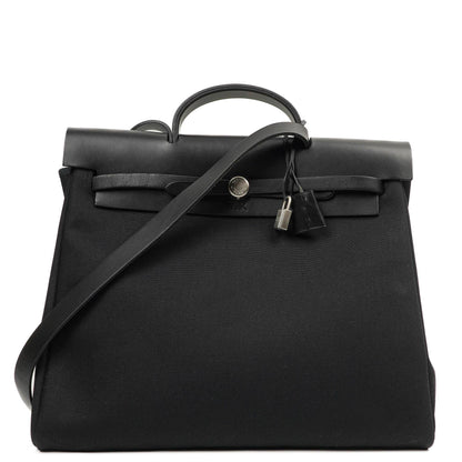 Hermes Herbag Schwarz Toile Vache Hunter MM 2-in-1 Tasche, 2000