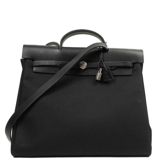 Hermes Herbag Schwarz Toile Vache Hunter MM 2-in-1 Tasche, 2000