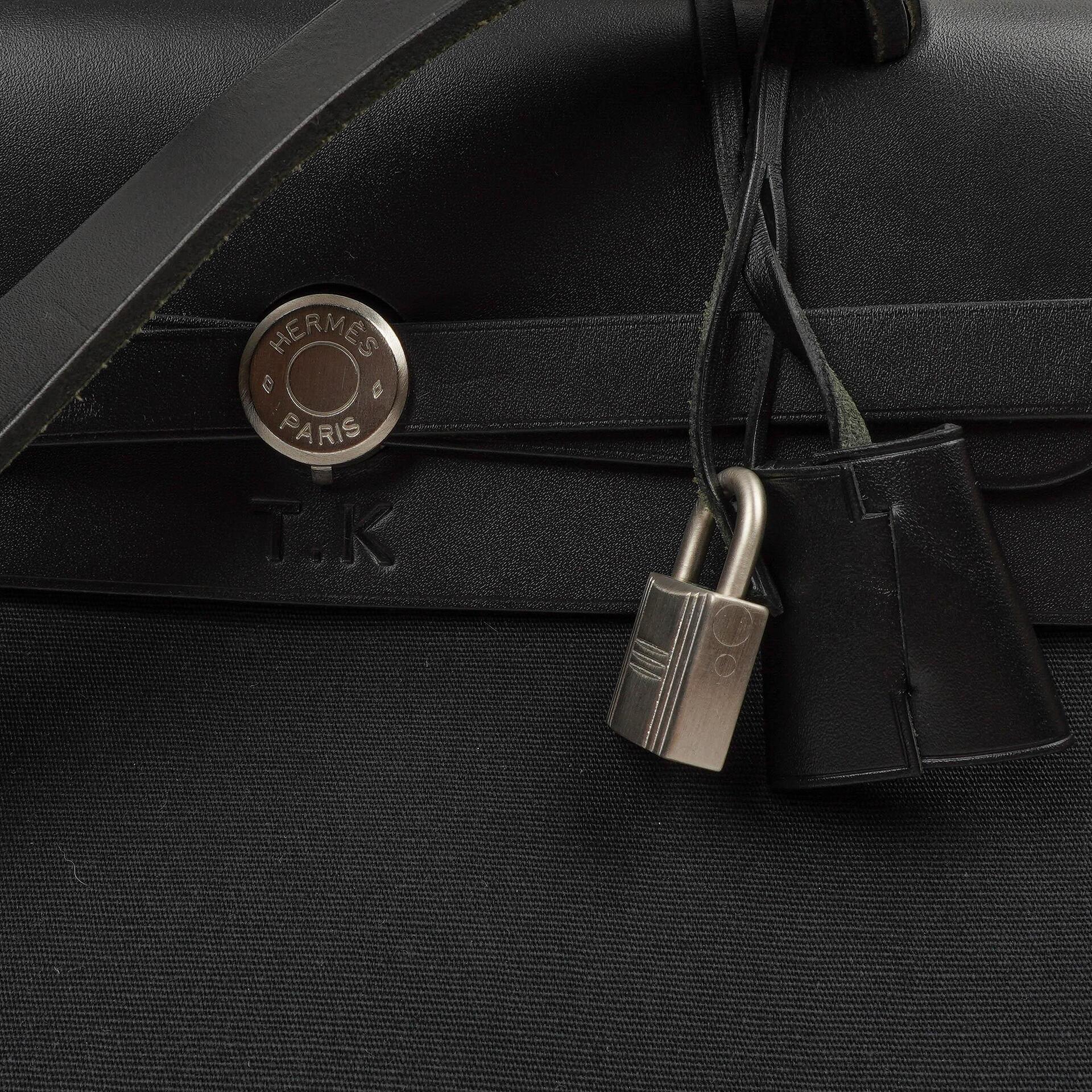 Hermes Herbag Schwarz Toile Vache Hunter MM 2-in-1 Tasche, 2000