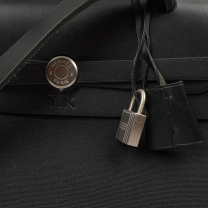 Hermes Herbag Schwarz Toile Vache Hunter MM 2-in-1 Tasche, 2000