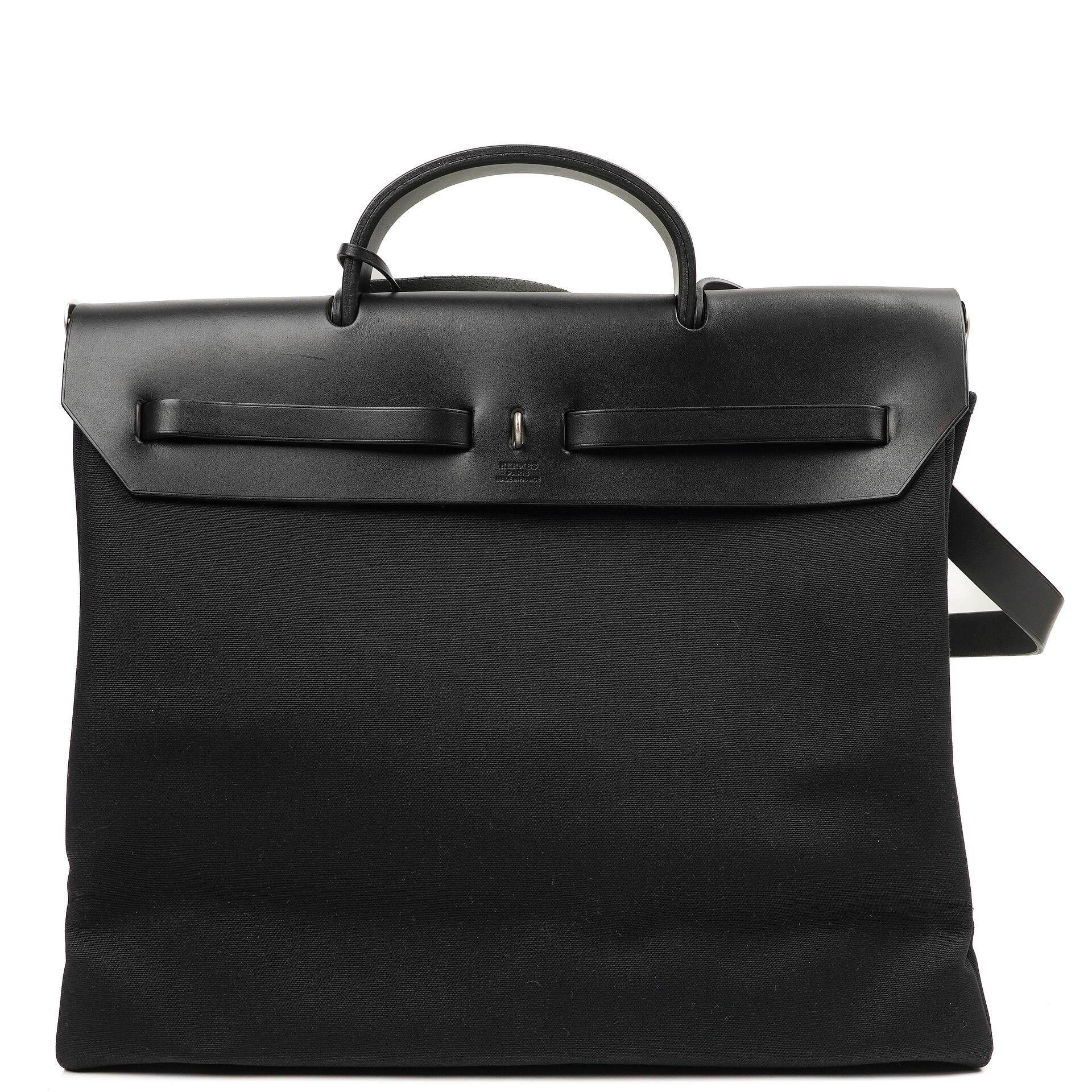Hermes Herbag Schwarz Toile Vache Hunter MM 2-in-1 Tasche, 2000