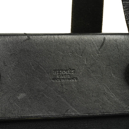 Hermes Herbag Cabas Schwarze Toile Vache Hunter MM 2 in 1 Tasche