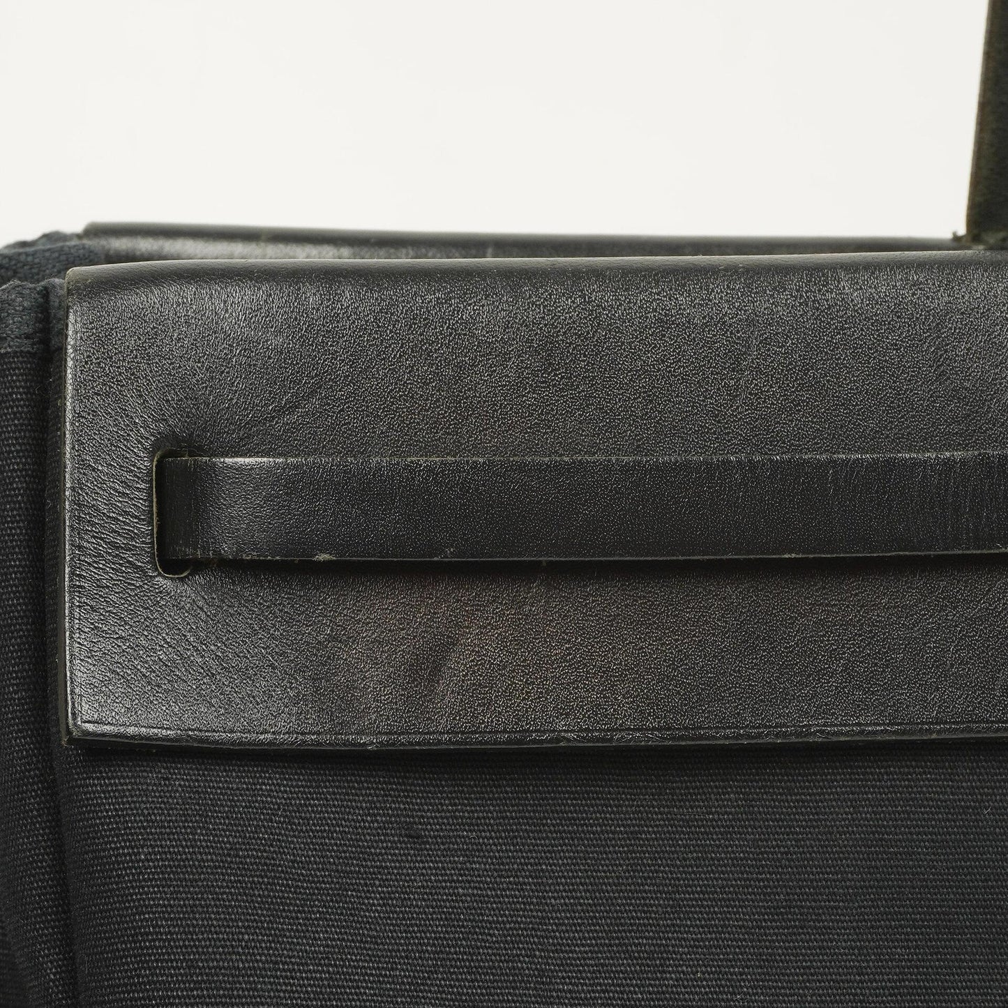 Hermes Herbag Cabas Schwarze Toile Vache Hunter MM 2 in 1 Tasche