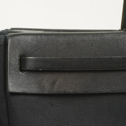 Hermes Herbag Cabas Schwarze Toile Vache Hunter MM 2 in 1 Tasche