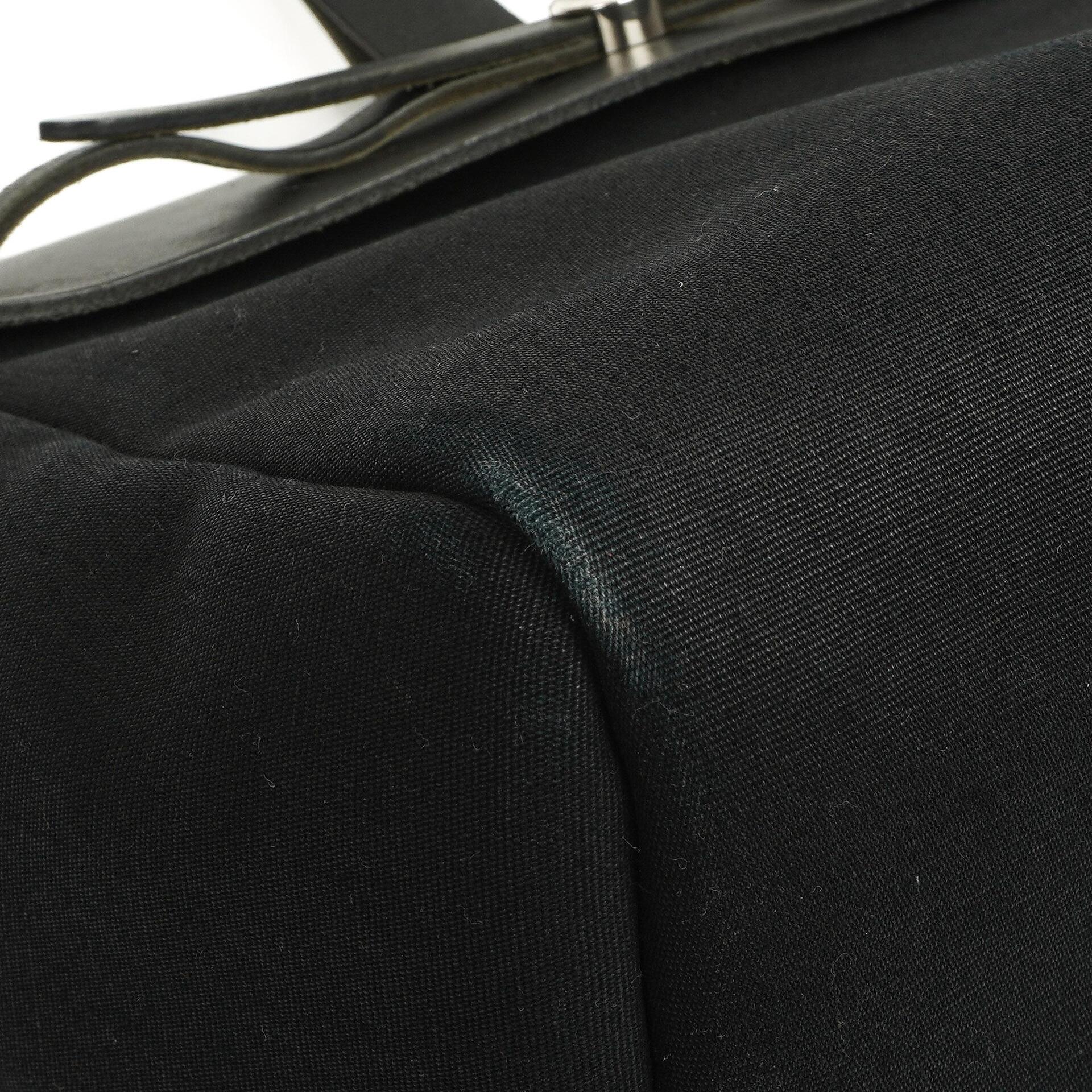 Hermes Herbag Cabas Schwarze Toile Vache Hunter MM 2 in 1 Tasche