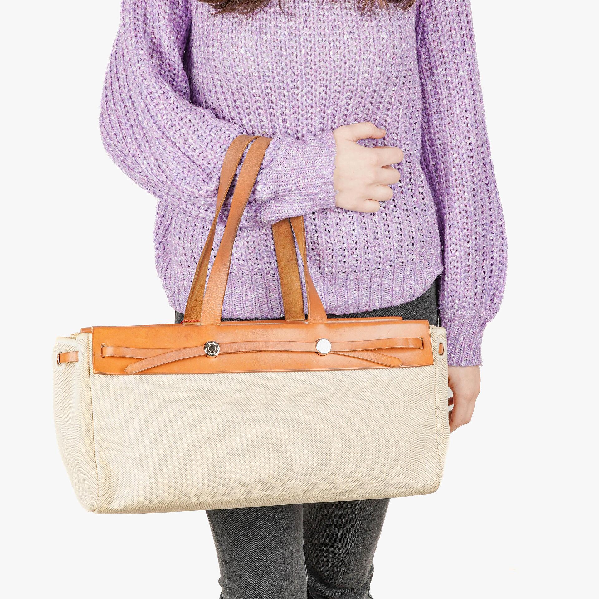 Hermès Herbag Cabas Canvas Vache Hunter MM 2-in-1 Tasche