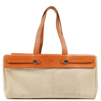 Hermès Herbag Cabas Canvas Vache Hunter MM 2-in-1 Tasche