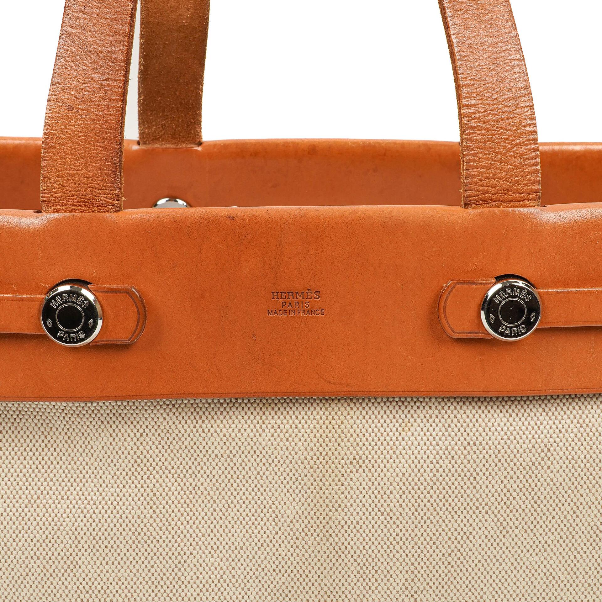 Hermès Herbag Cabas Canvas Vache Hunter MM 2-in-1 Tasche