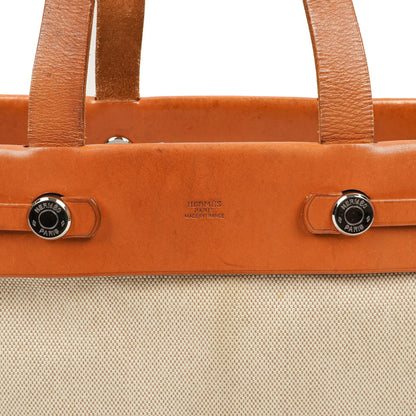 Hermès Herbag Cabas Canvas Vache Hunter MM 2-in-1 Tasche