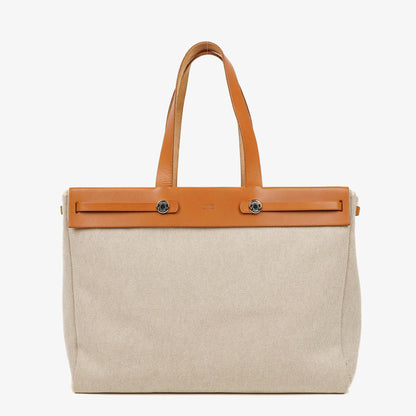Hermès Herbag Cabas Canvas Vache Hunter MM 2-in-1 Tasche