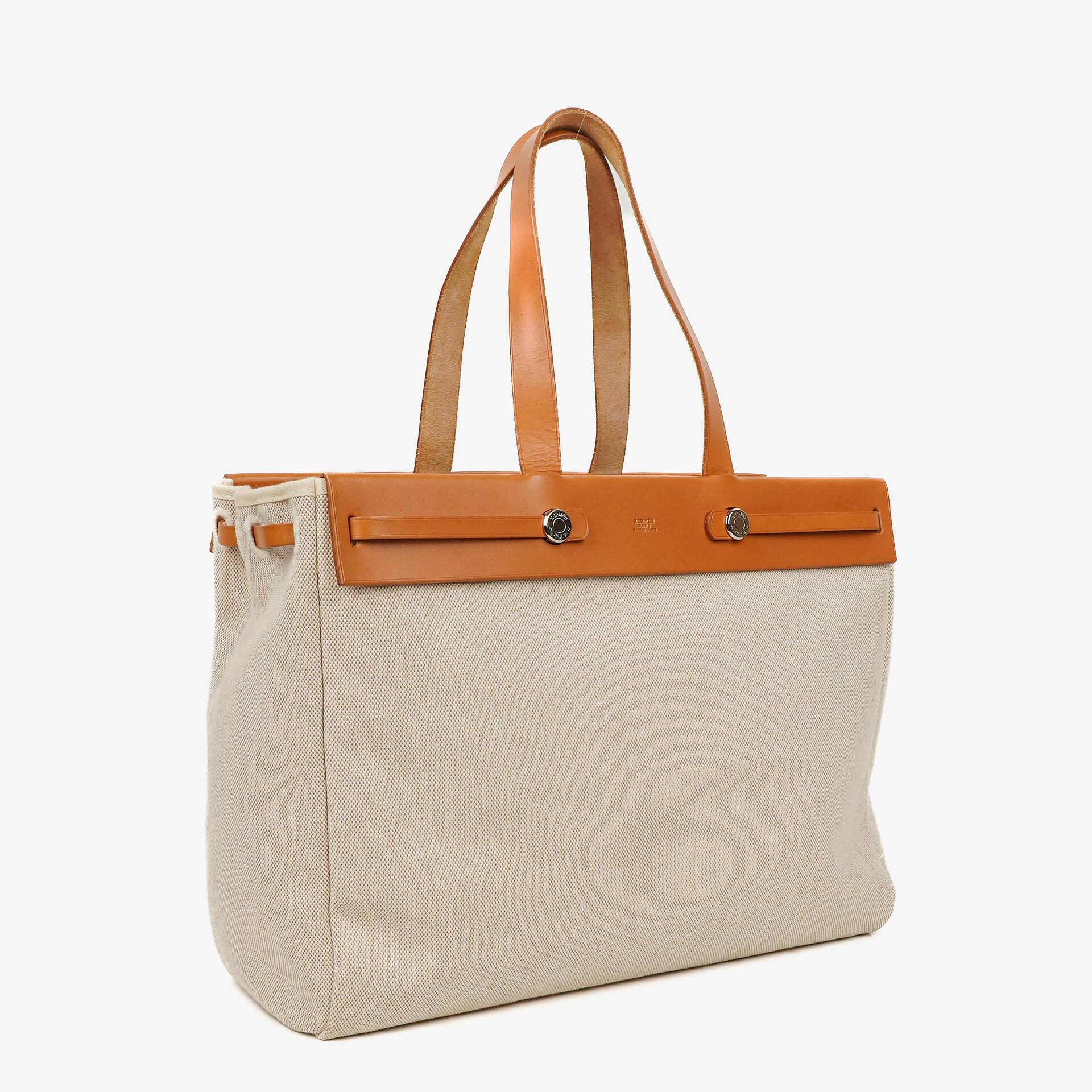 Hermès Herbag Cabas Canvas Vache Hunter MM 2-in-1 Tasche