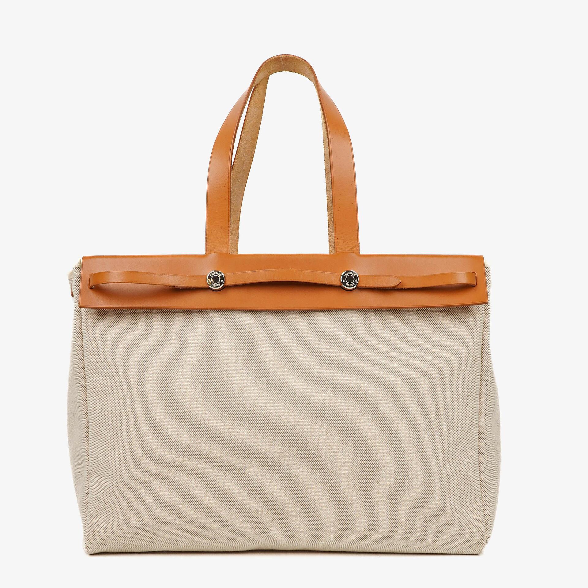 Hermès Herbag Cabas Canvas Vache Hunter MM 2-in-1 Tasche