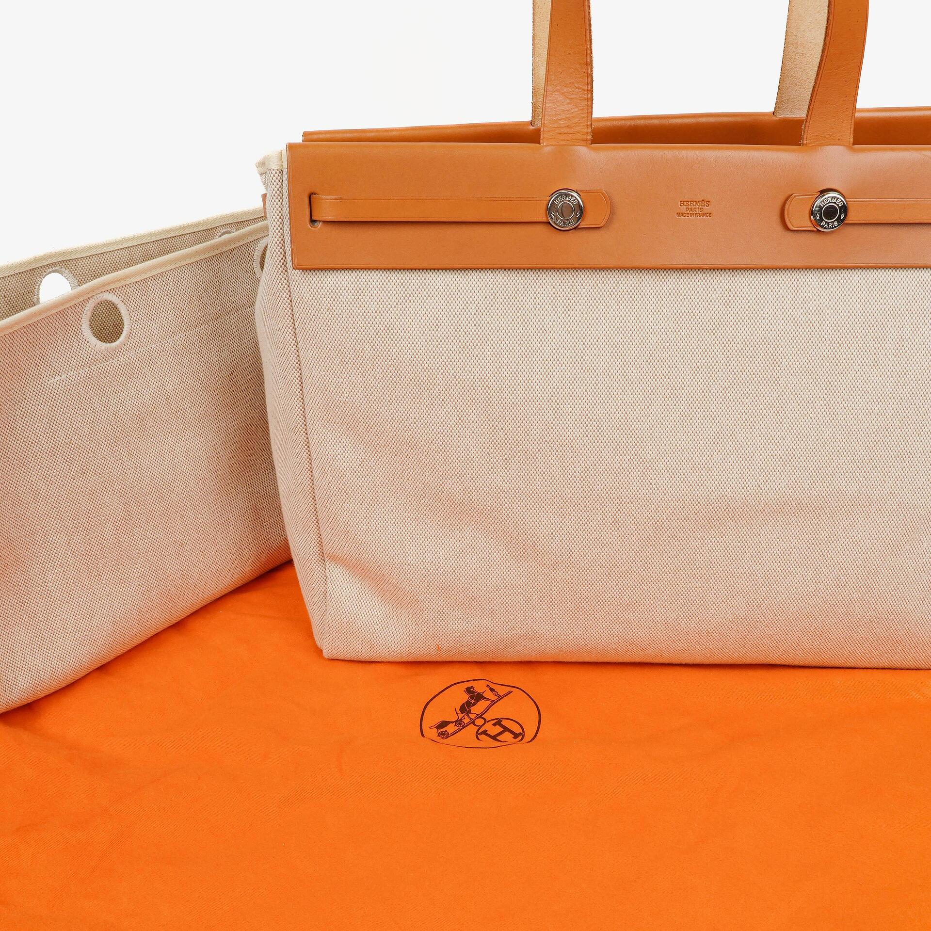 Hermès Herbag Cabas Canvas Vache Hunter MM 2-in-1 Tasche
