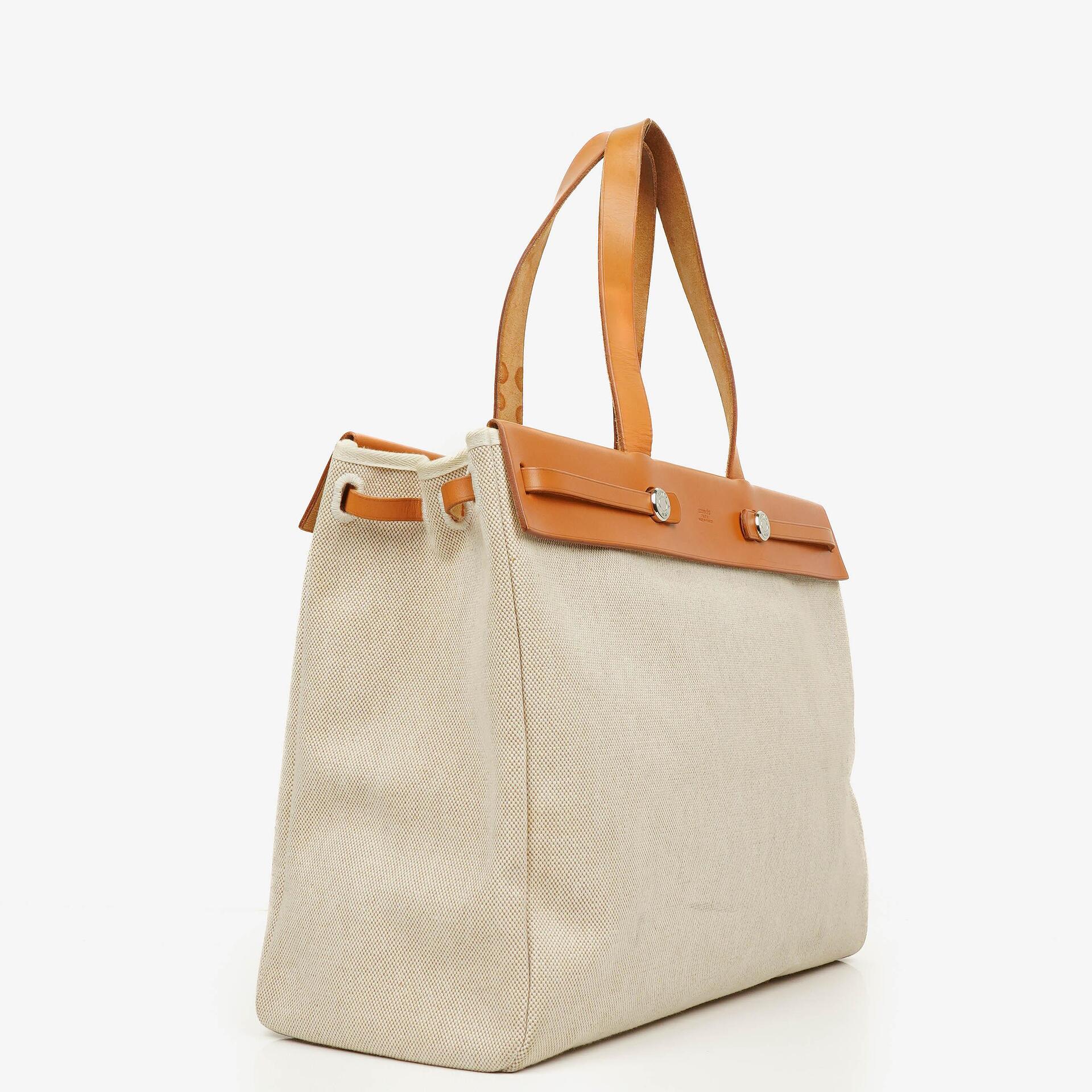 Hermes Herbag Cabas Canvas Vache Hunter MM 2-in-1 Tasche